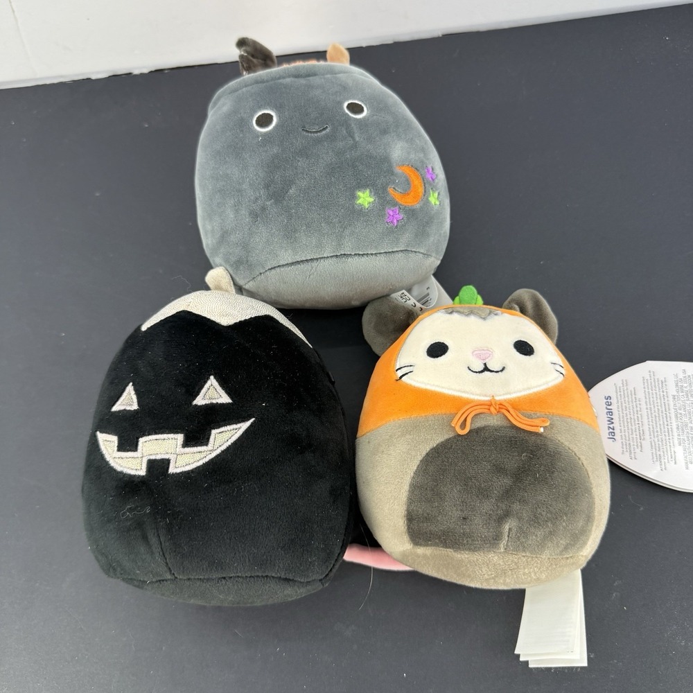 Squishmallows Halloween Plush Lot of 3 Bat Cat Pumpkin 8" Jazwares Tags